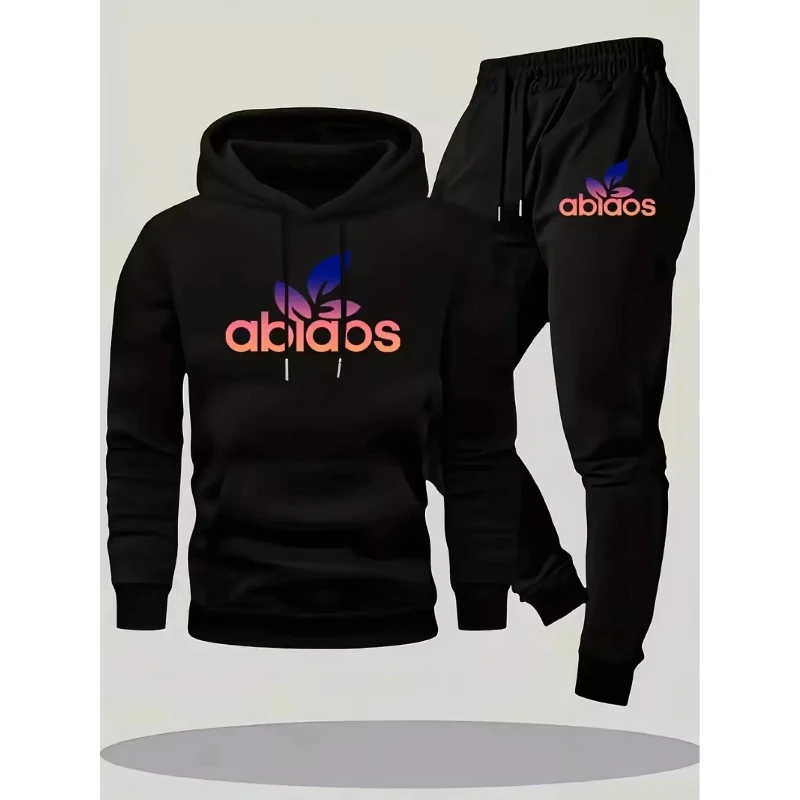 

Autumn Winter Fashion Brand Men's Hoodies Pant Print Men's Clothing Tracksuit two-piece Set