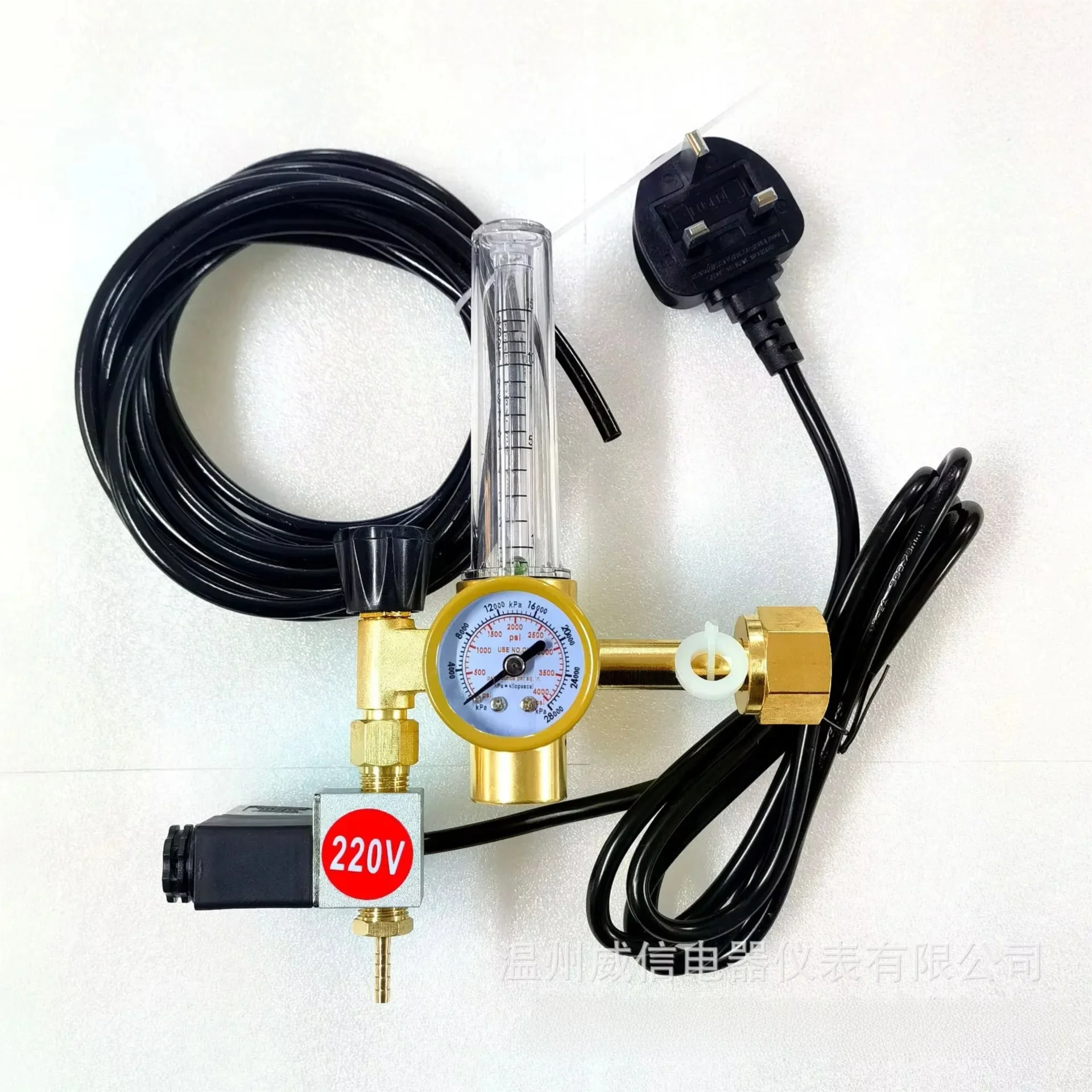CO2 Regulator Full Copper Adjustable Flow Valve with Solenoid 0-1mpa Range for Dioxide Meter