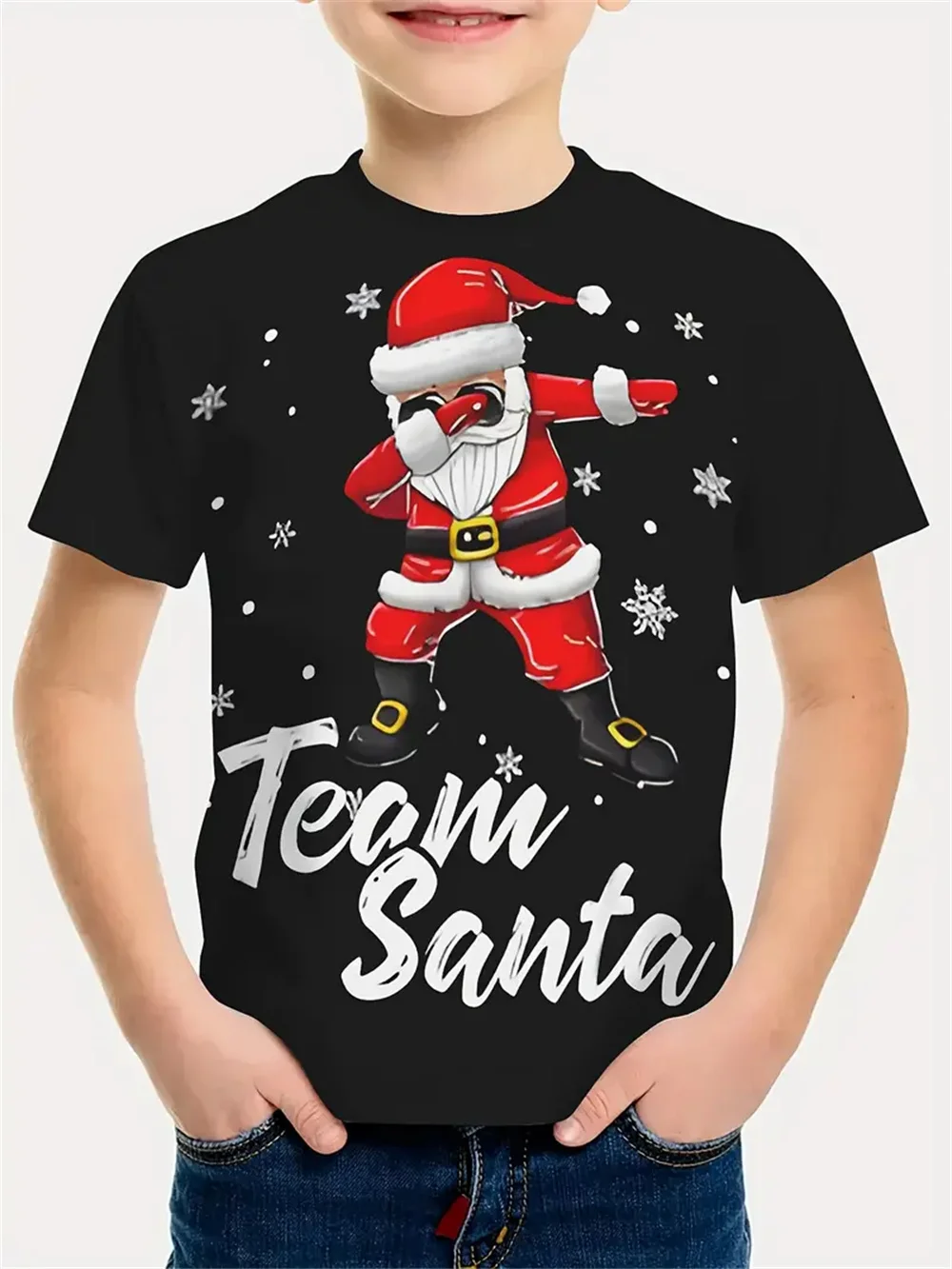 

Boys Girls T-Shirts Christmas Clothing New Year's T-Shirts Santa Claus Printed Casual Children's Clothing Top Tee