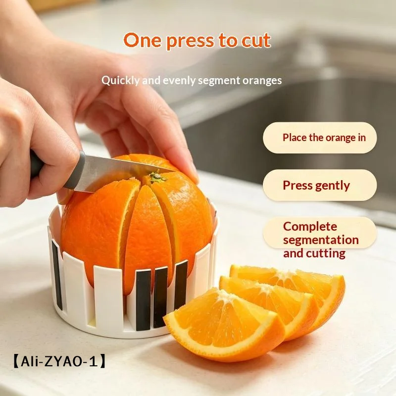 【O】3D Printed Orange Slicer Kitchen Must Have Safe Tool With Non Slip Handle For Quick Easy Slicing Without Hurting Hands