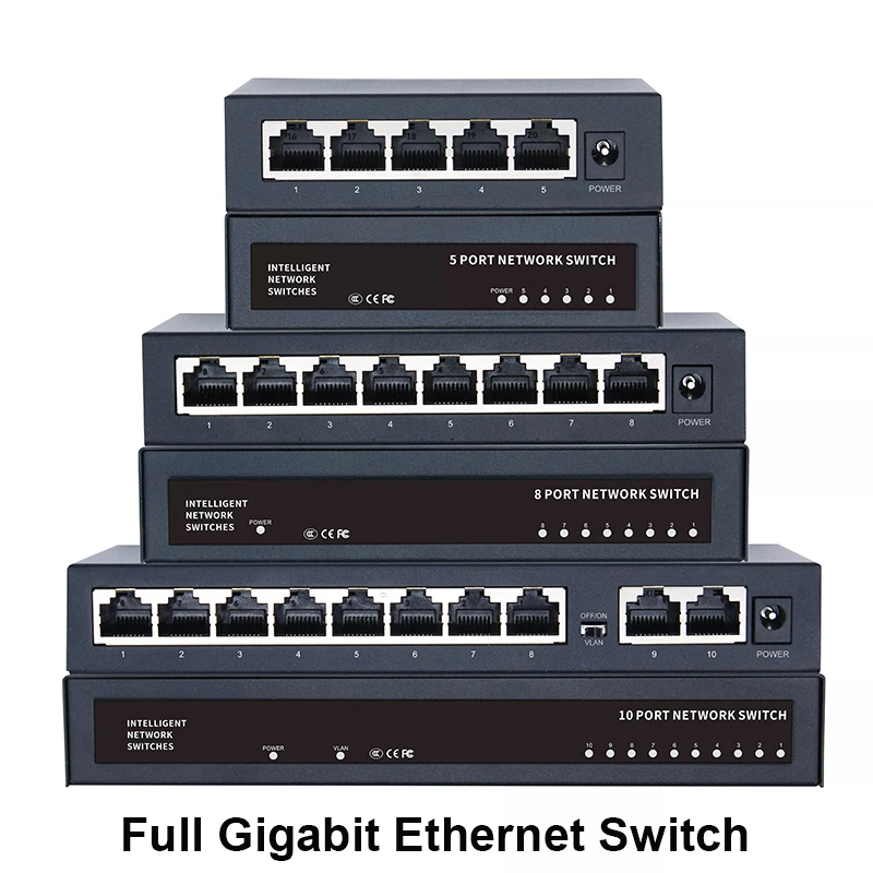 

Mini Gigabit Switch 5/8/10Port Ethernet Network Switch Plug and Play 1000 Mbps Fast RJ45 Switcher LAN Switching Hub Adapter