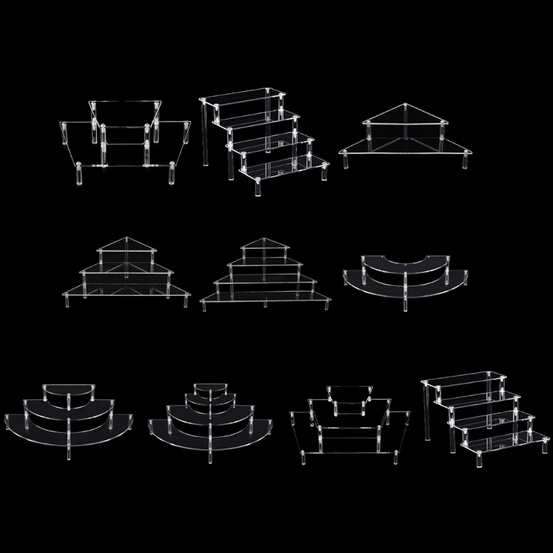 

2025 New Space Saving Multi Tiers Acrylic Display Risers for Figures and Cupcakes Dessert Shelf for Parties and Home Use