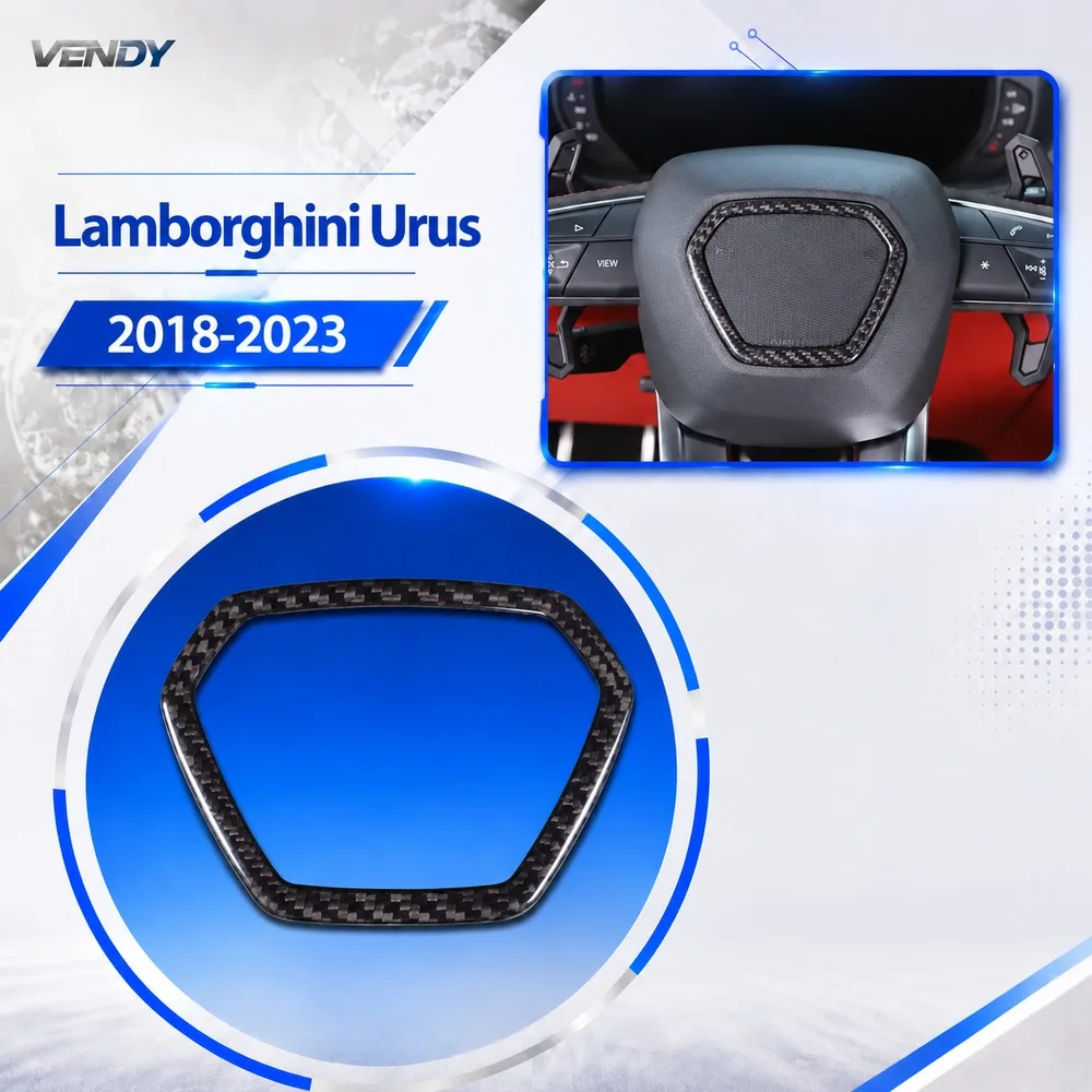 Real Carbon Fiber For Lamborghini Urus 2018-2023 Steering Wheel Emblem Decorative Frame Cover Trim Modified Parts Accessories