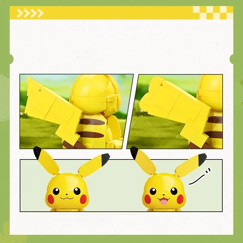 Keeppley Pokémon blocos de construção tamanho grande Pikachu montado modelo ornamentos animação coleção periférica brinquedos feitos à mão