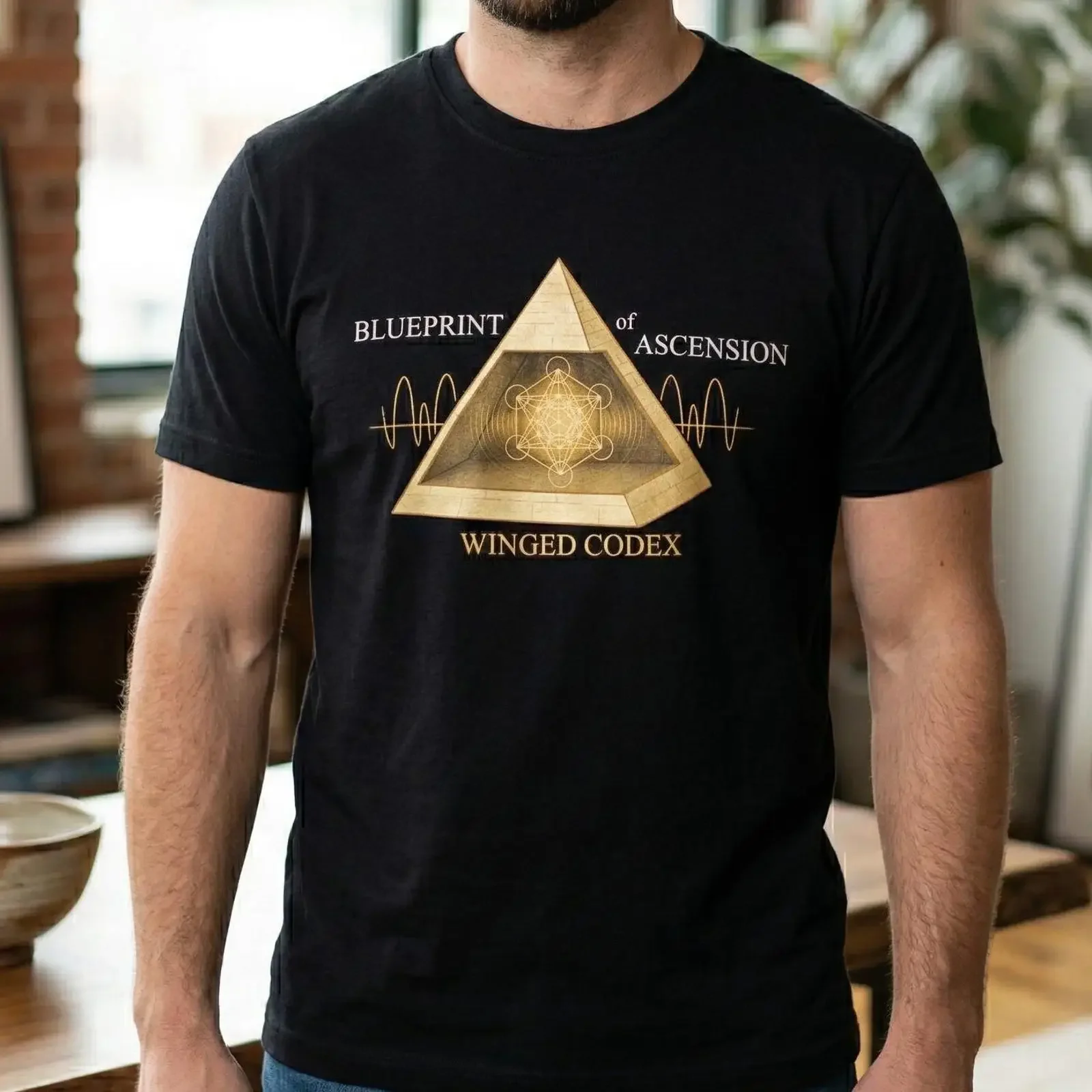 Sacred Geometry Pyramid T Shirt Spiritual Ascension  vintage Washed Breathable homme Versatile designer clothes Unisex graphic