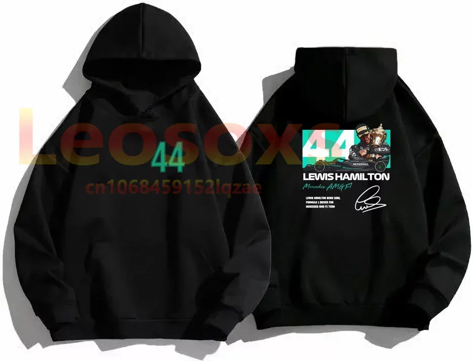 

F1 44 Letters Men's Racing Hoodie Lewis Hamilton #44 Print F Racing 1 Fans Women's Comfortable Casual Sweatshirt