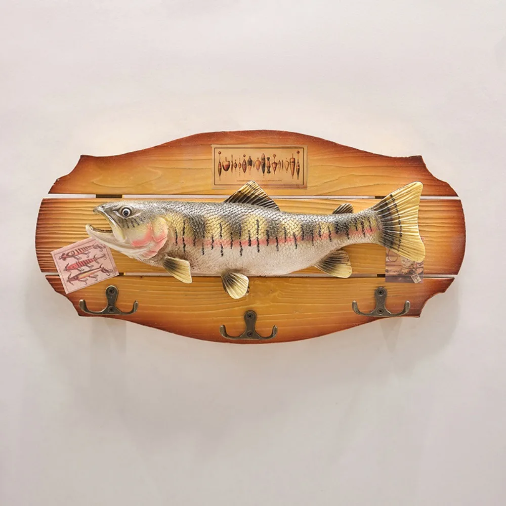 Retro Unique Simulation Fish Pendant Handmade Realistic Wood Fish Wall Hanging Ornaments Fish Decor Hook Study