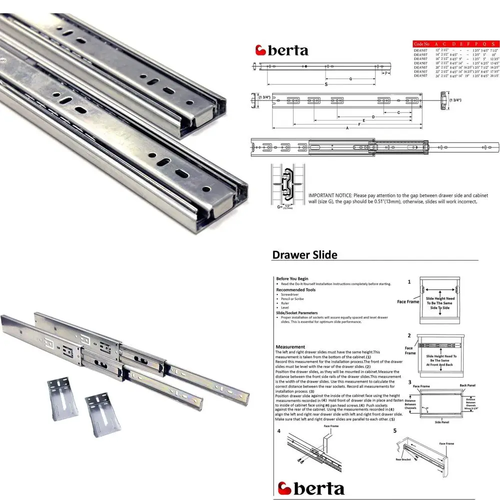 

12-дюймовые усиленные выдвижные направляющие с шарикоподшипниками, опции бокового и заднего крепления, грузоподъемность 100 фунтов