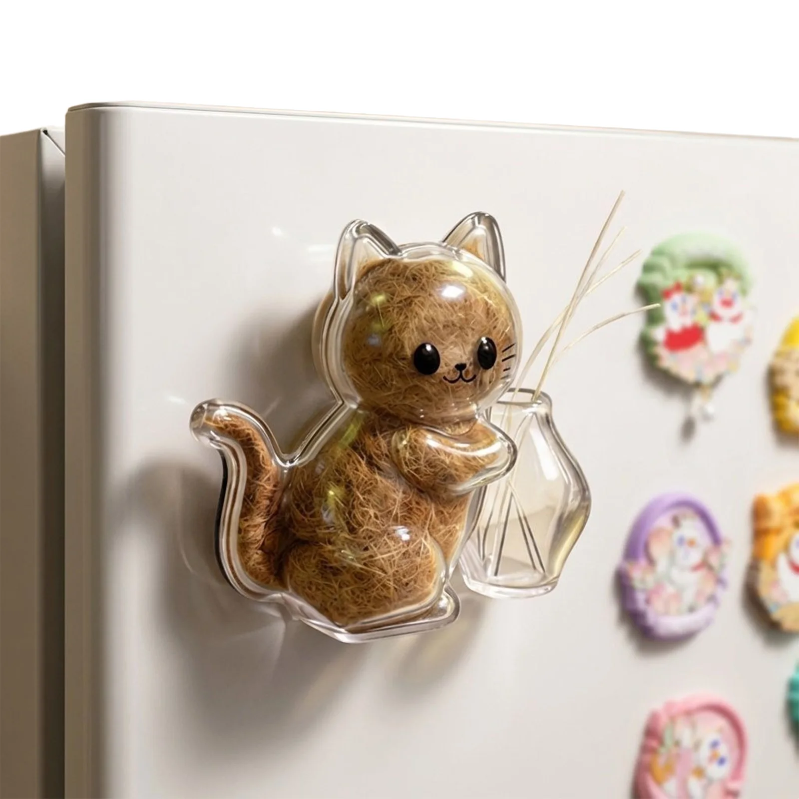 Commemorative Refrigerator Magnet with Mini Vase Memory Capsule Refrigerator Magnet for Pets Hairs Removal and Home