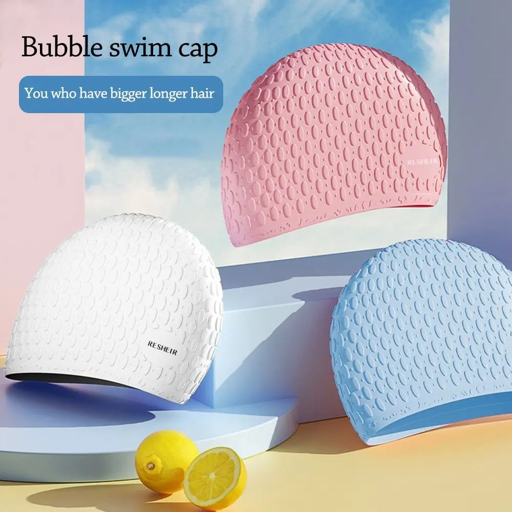 Cuffia da nuoto estiva elastica alla moda Cappello da nuoto in silicone impermeabile di grandi dimensioni Cappello da nuoto sicuro e confortevole simpatico cartone animato
