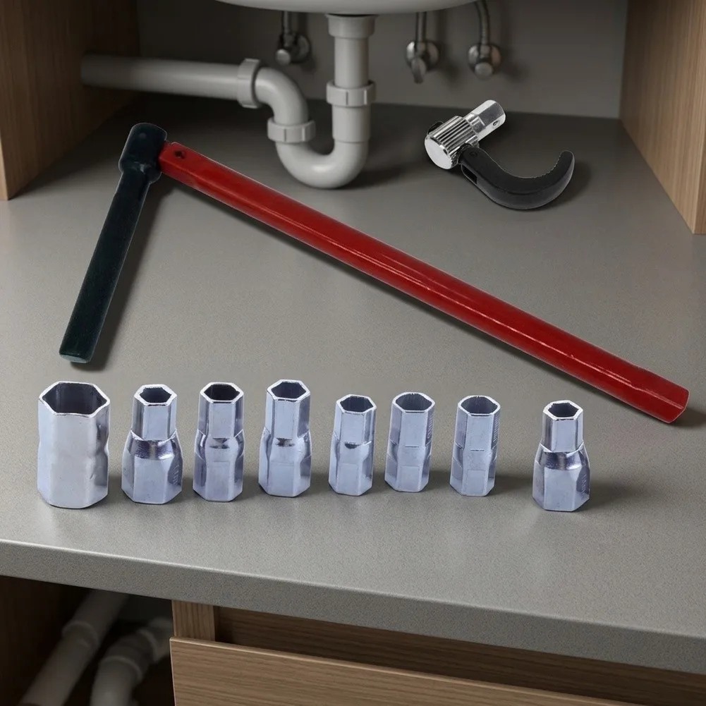 10pcs Bathroom Faucet Socket Wrench Set L-type Wrench Long Handle 8/9/10/11/12/14/17mm Socket Wrench Pipe Slicer For Repair
