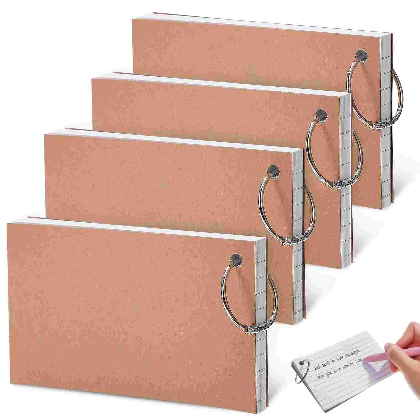 4 Pcs Ring Flash Cards Blank Ruled Bulk Note Colored For Students Studying Pads