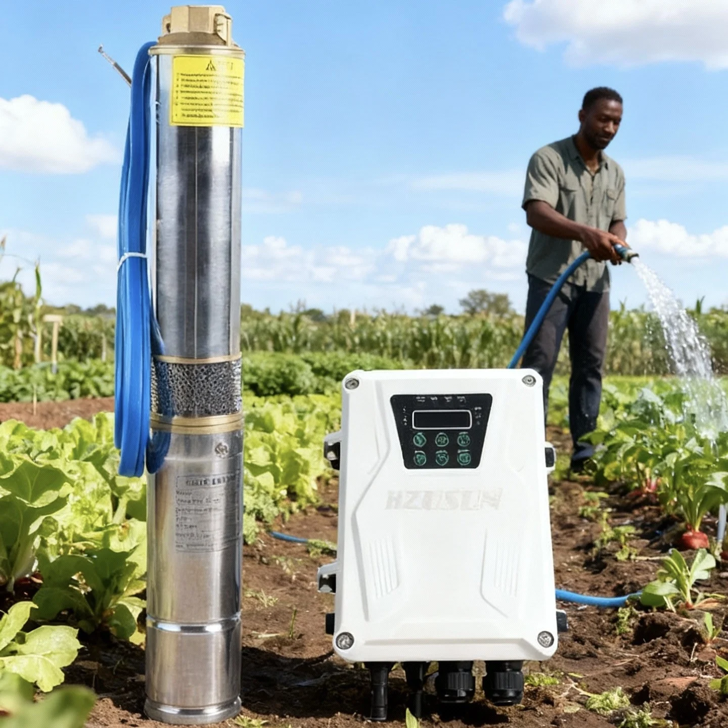 3'' 1100W Solar Panel Powered Water Pump | Off-Grid High Pressure Submersible Well Pump for Agriculture, Irrigation, Livestock