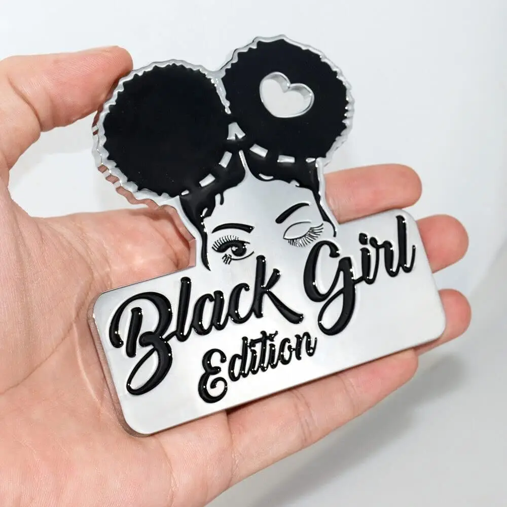 

1PC Metal Black Girl Edition Emblem 3D Fender Badge Car Truck Sticker Decal Fit for Universal Car Truck SUV (Chrome Black)