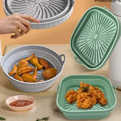 Foldable Silicone Heat Food Safety Practical Trays Air Fryer Chicken Fries Reusable Silicone Baking Trays for Kitchen Restaurant