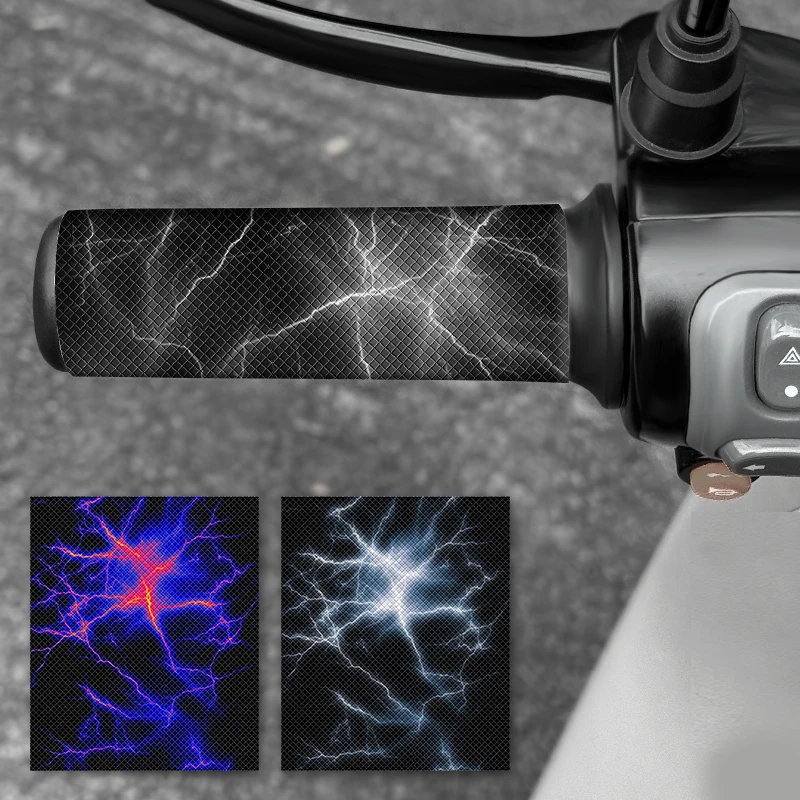 2PCS Cool Lightning Motorcycle Stickers Waterproof Sunproof for DlY Motorbike Bicycles Scooter Handlebar Anti-slip Vinyl Decals