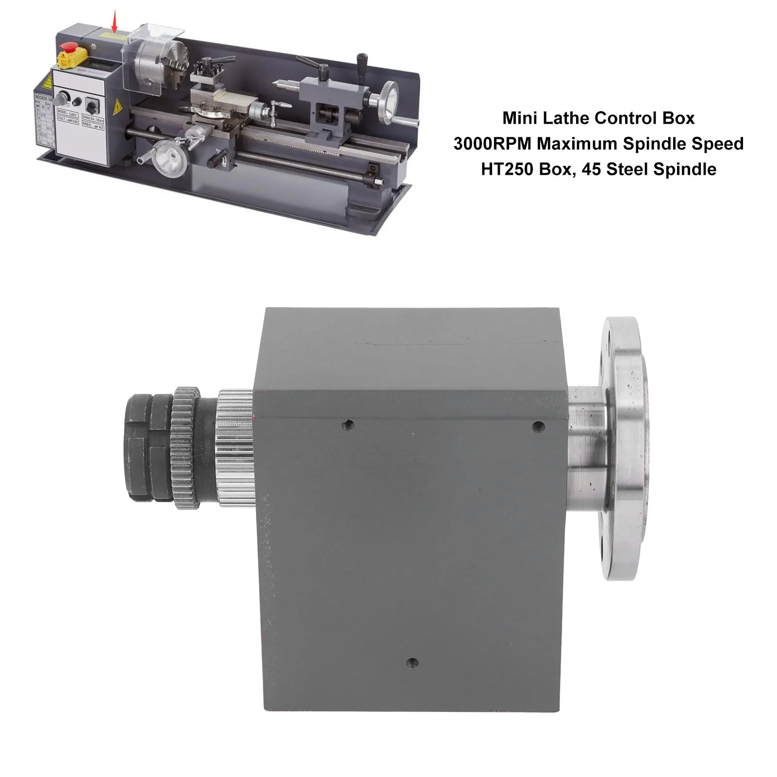 Caja de torno de sobremesa 3000RPM Fácil instalación Resistencia Mini caja de control de torno para MX‐660A 8x16 210x400 220x600 220x750