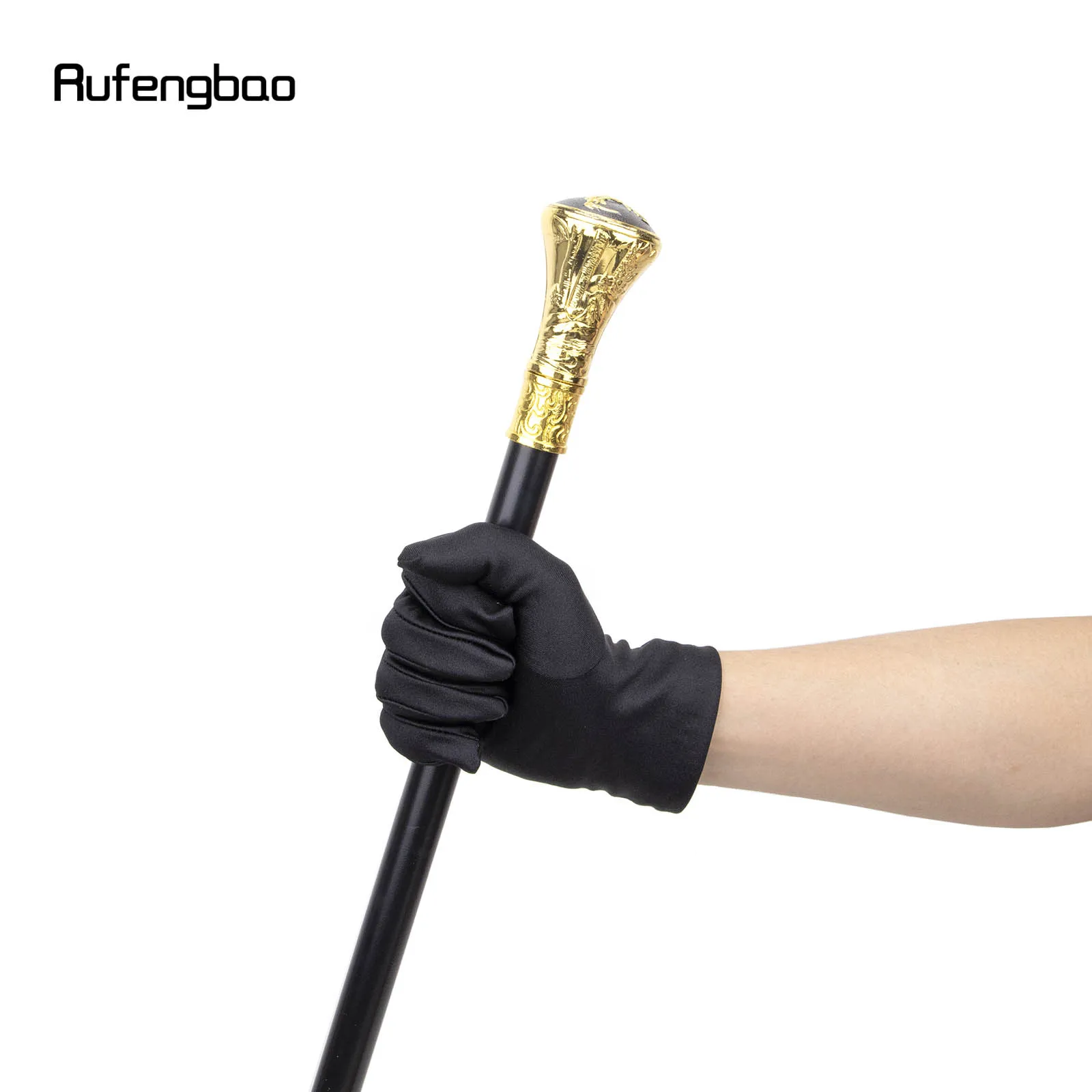 Gold Luxury Roaring Bear Head Single Joint Walking Stick with Hidden Plate Self Defense Fashion Cane Plate Cosplay Crosier 93cm