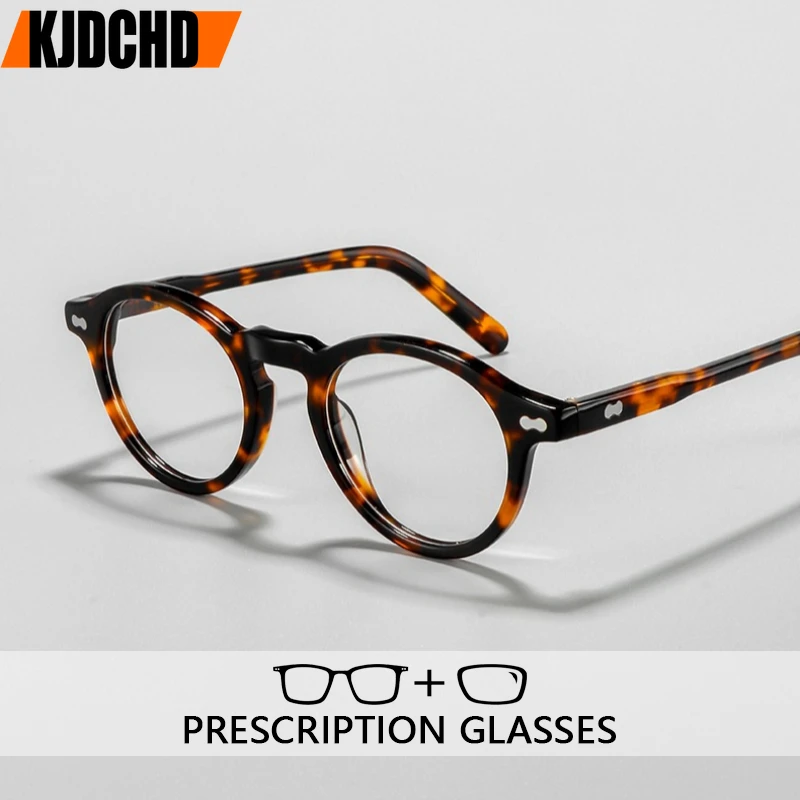 

KJDCHD винтажные ацетатные очки ручной работы для чтения, круглые фотохромные очки с защитой от синего света, очки по рецепту, маленькие очки для близорукости