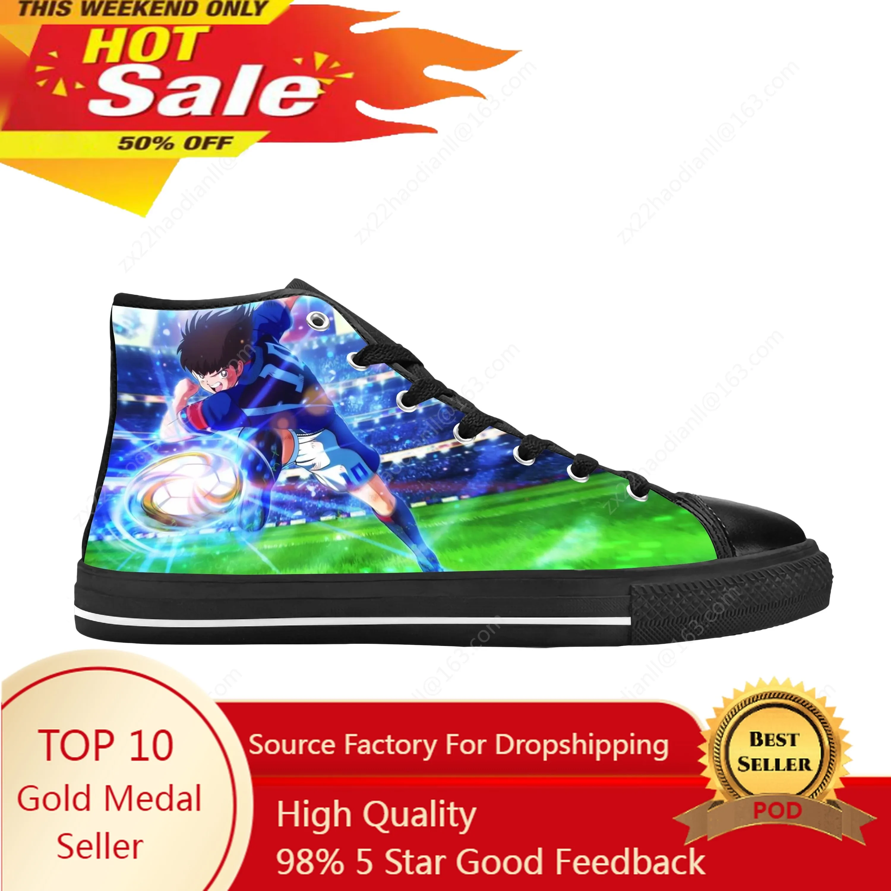 

Anime Manga Cartoon Captain Tsubasa Ozora Tsubasa Casual Cloth Shoes High Top Comfortable Breathable 3D Print Men Women Sneakers