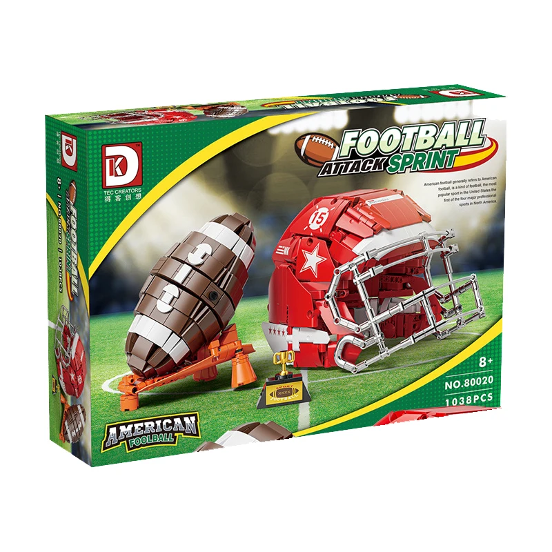 IN STOCK 80020 MOC Football Building Blocks Model Football Cap Bricks Assembling Diy Toys for Boys Christmas Gift Set