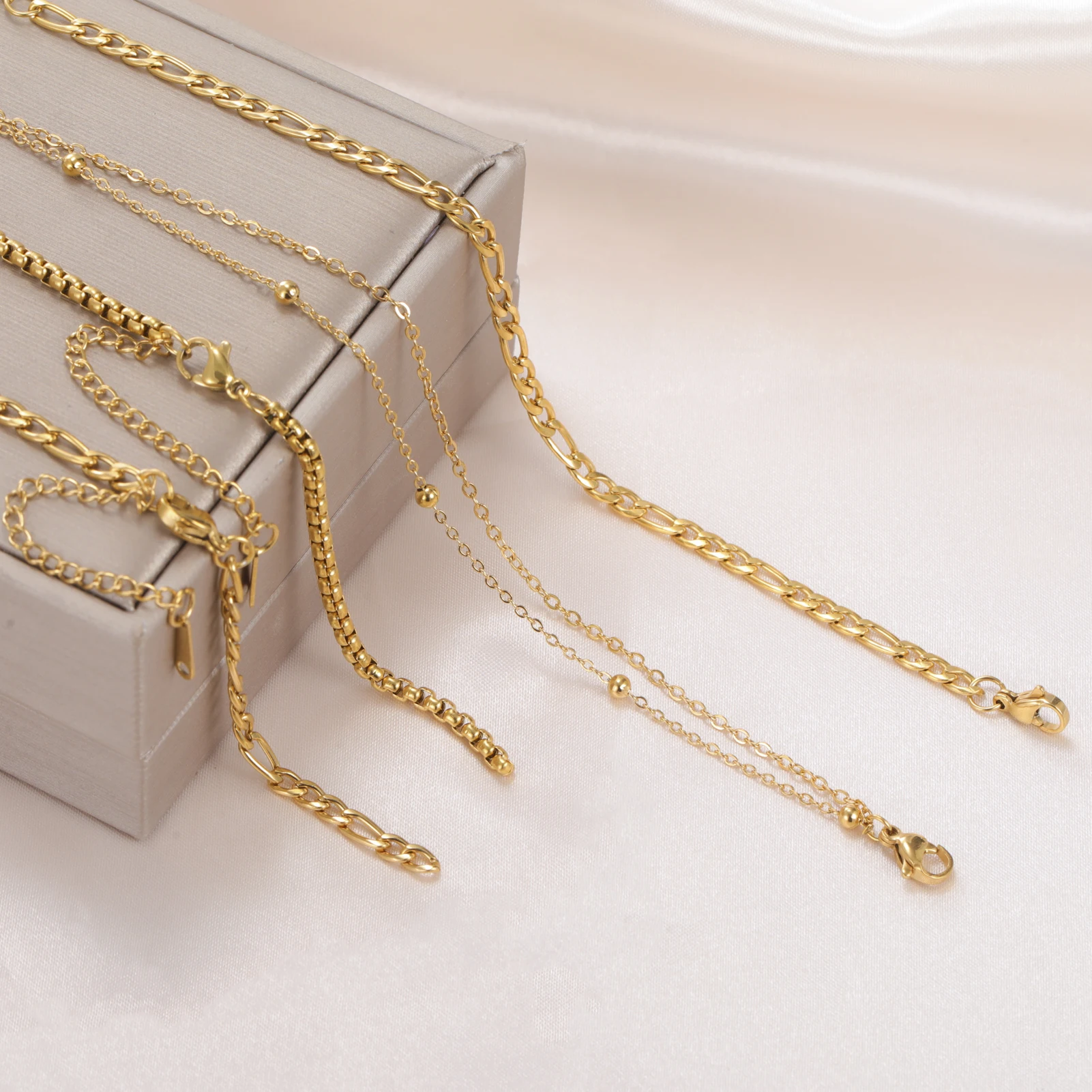 COOLTIME Edelstahl Gliederkette Armband verstellbare Figaro Kette DIY Herstellung Verbinder Armband Schmuck Zubehör – Detail 4