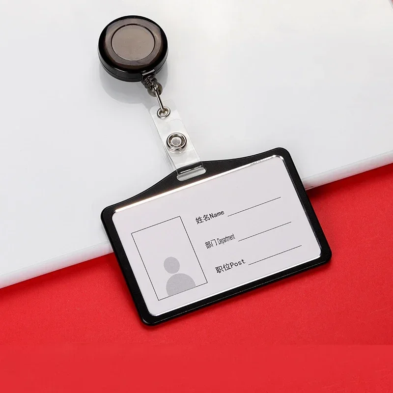 Aluminium Alloy ID Business Card Work Card Badge Holder Nurse Doctor Retractable Badge Reel Card Protector Cover Office Supplies