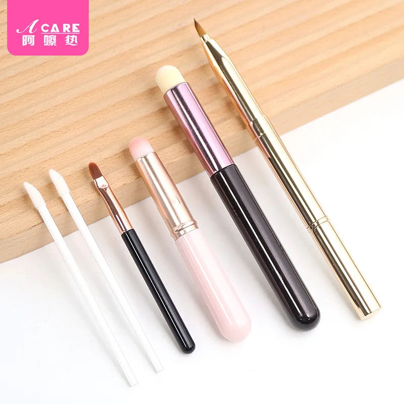 Brosse à lèvres D1-round tête rouge à lèvres brosse pinceau de maquillage pour les lèvres fille pinceau à taches pour les lèvres pinceau de beauté pour débutant