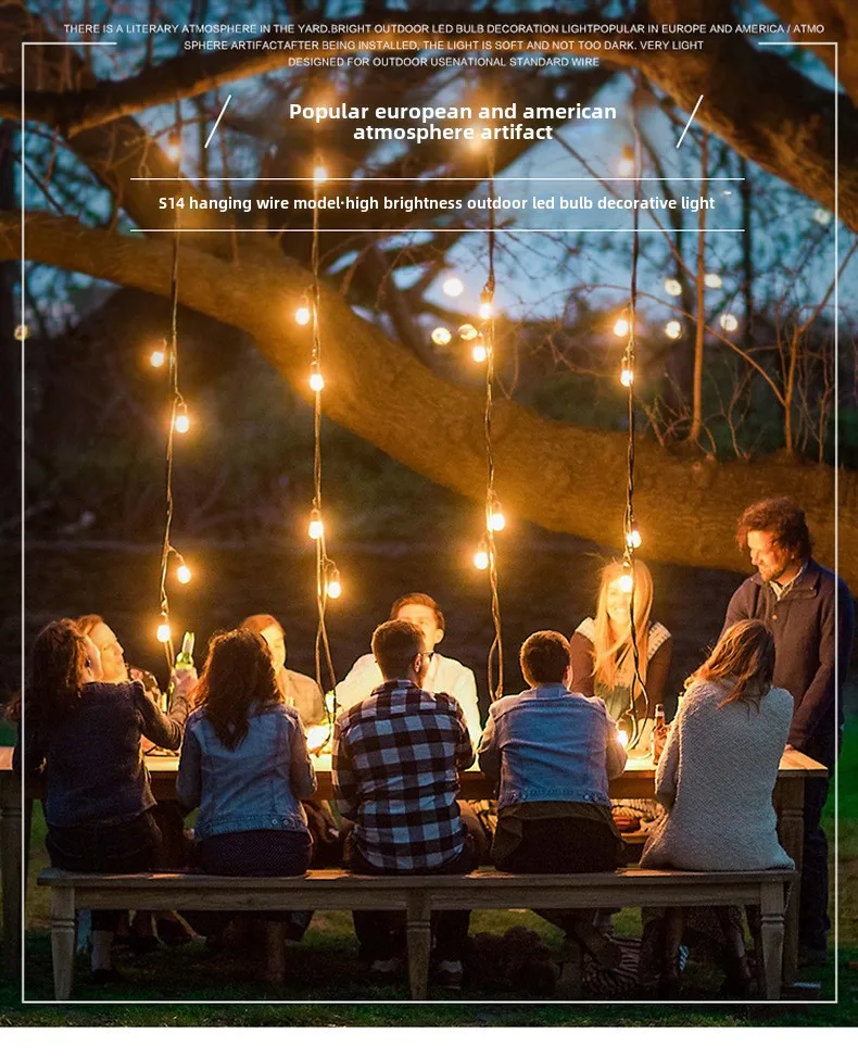 5M/10M LED retro S14 marquee string lanterns Ball bubble E27 light string Outdoor garden Garden Christmas decoration lights