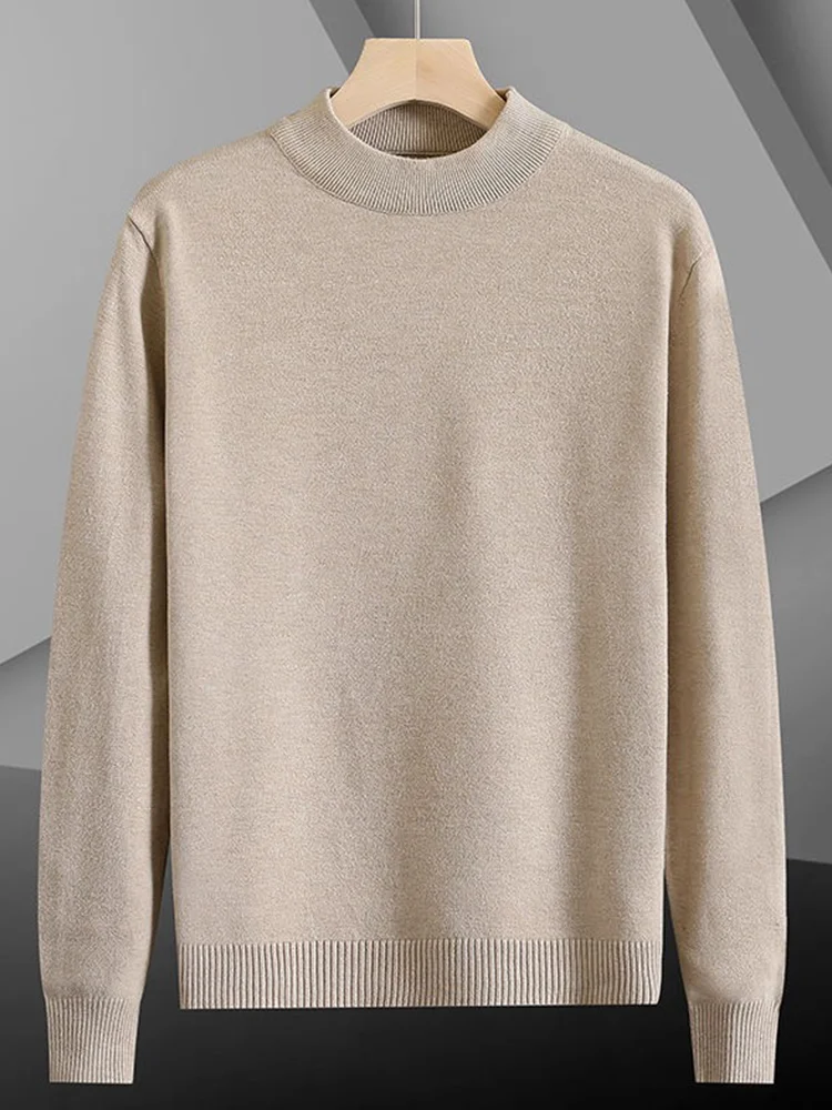 

Мужской приталенный вязаный свитер Long Sve с высоким воротником, удобный повседневный многослойный трикотаж, осень-зима