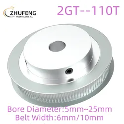 110 Teeth 2GT Timing Pulley Bore 5/6/6.35/8/10/12/12.7/14/15/16/17/18/19/20/25mm GT2 Synchronous belt width 6/10mm 110Teeth 110T