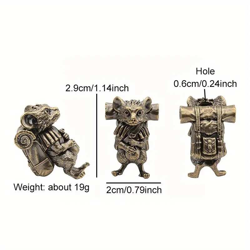 Rat Traveler Brass Knife Beads Animal Mouse DIY Paracord Woven Bracelets Lanyard Key Chain Pendants Accessories Tool Hangings