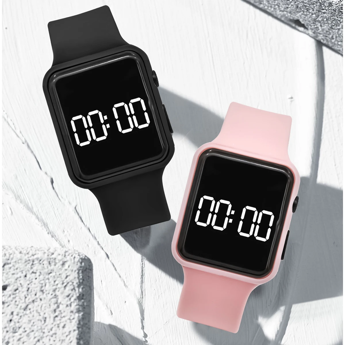 New 2PCS Set Apple Smart Children's Watch Boys and Girls LED Touch Screen Electronic Watch Outdoor Sports Watch Children's Gift