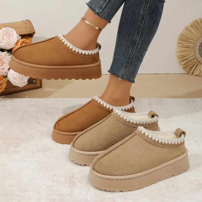 2026 New and Hot Winter Suede Fleece Lined Women's Plush Home Slippers Soft Fur Women's Cotton Shoes Casual Women's Slippers