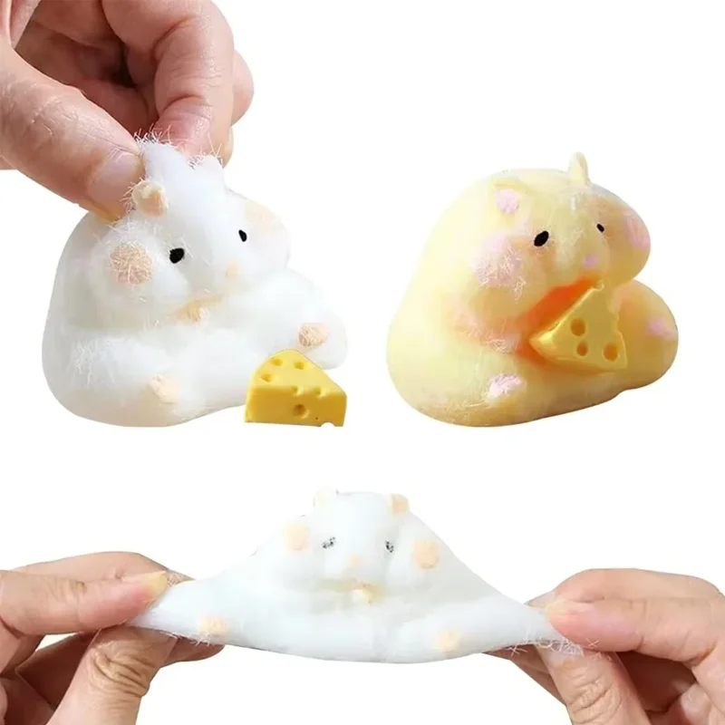 Jouet Kawaii Hamster à presser, jouet en forme de cochon et de fromage, jouet de décompression à pression lente avec sensation de boue, cadeaux et souvenirs de fête