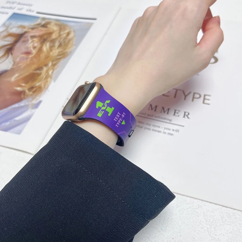 Neues Neon Genesis Evangelion Silikon-Uhrenarmband für Apple Watch Ersatz-Sportarmband IWatch Cartoon NERV Bedrucktes Uhrenband – Detail 13