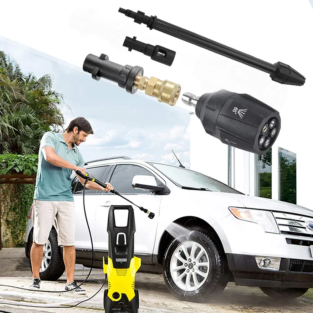 

5 в 1 вращающаяся турбонасадка с регулируемым наконечником и быстроразъемный штуцер 1/4 дюйма для мойки высокого давления, Регулируемый адаптер для Karcher