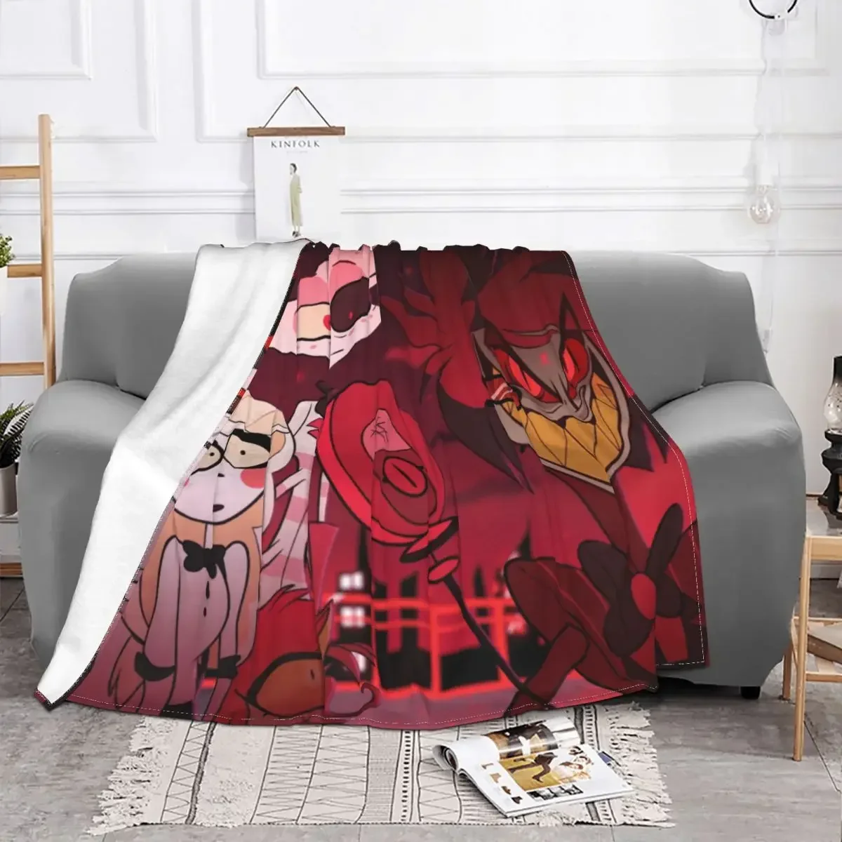 Helluva Boss Anime Flannel Blanket Fizzarolli Awesome Throw Blankets for Home Hotel Sofa 200x150cm Bedspread