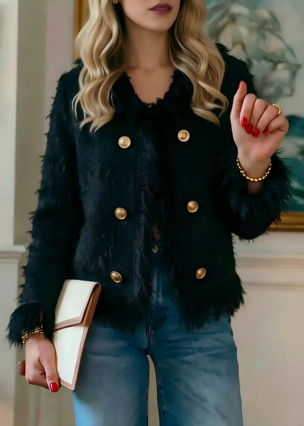 Elegant Women Short Tweed 2026 New Tassel Trim Small Fragrance Style Suit Office Business Party Female Outerwear