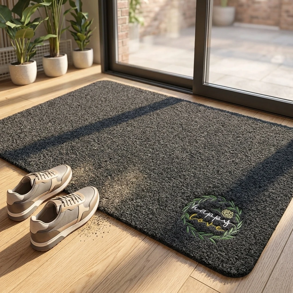 Tapete de Entrada de PVC Antideslizante, Impermeable, de Secado Rápido, Atrapa Suciedad, Tapete Resistente para Interiores y Exteriores, Color Gris Oscuro
