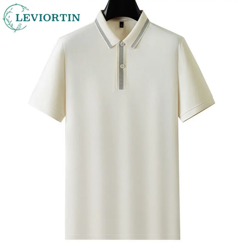 2025 Men's Summer 7A Men's Antibacterial Short Sleeve Polo Shirt Business and Leisure Versatile Simple Solid Color T-shirt