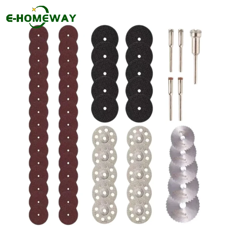 

60pcs Diamond Cutting Disc Set Mini Circular Saw Blade 3mm 1/8'' Rod Resin Cut-Off Wheels for Dremel Rotary Tool Kit Accessories