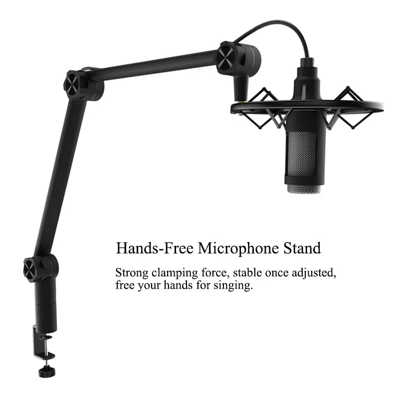 Adjustable Microphone Boom Arm Desk Mic Stand with 3/8