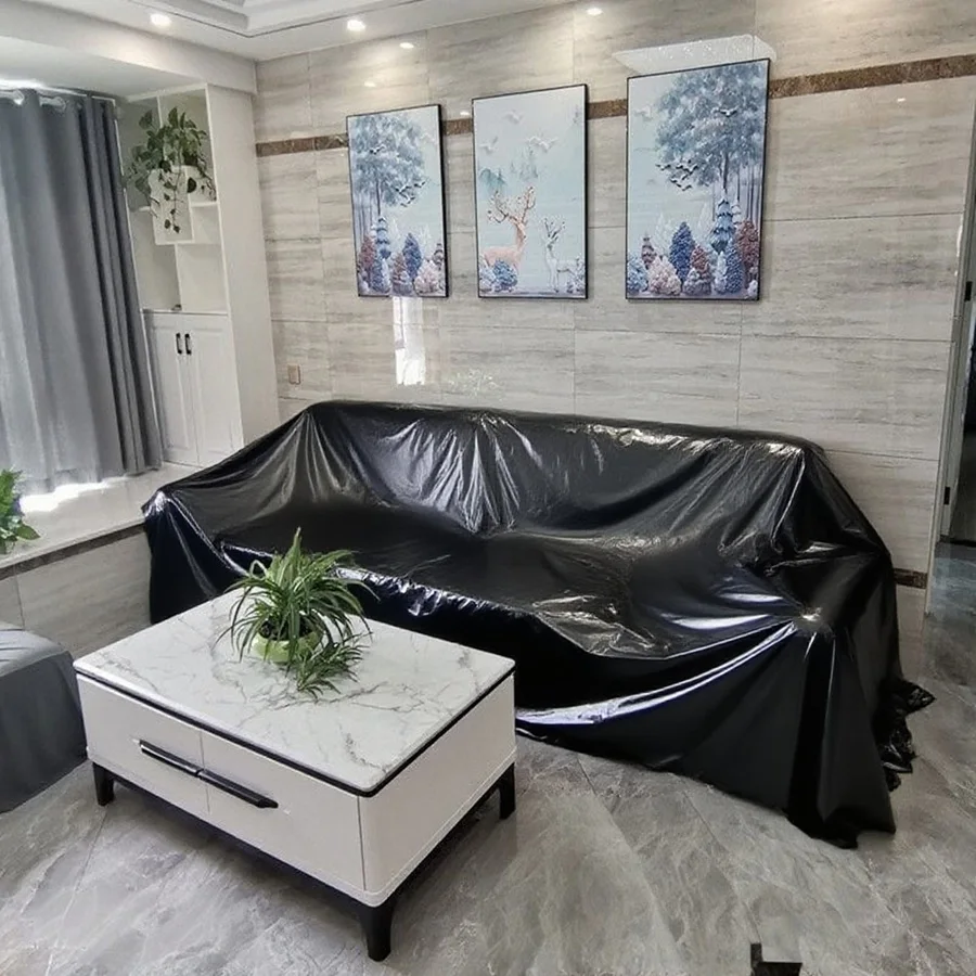 PVC Sofa Black Cloth Cover Plastic Portable Bedsheet Mat Dustproof CoverMoisture-proof Oil-proof Water-proof Chair Thin Cover