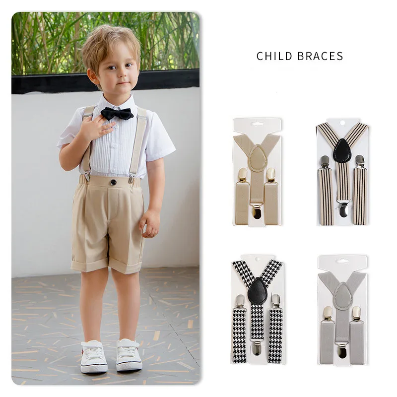 Suspensórios infantis de alta elasticidade – design antiderrapante com 3 clipes |   Suporte para shorts/calças |   Fixadores de roupa infantil duráveis