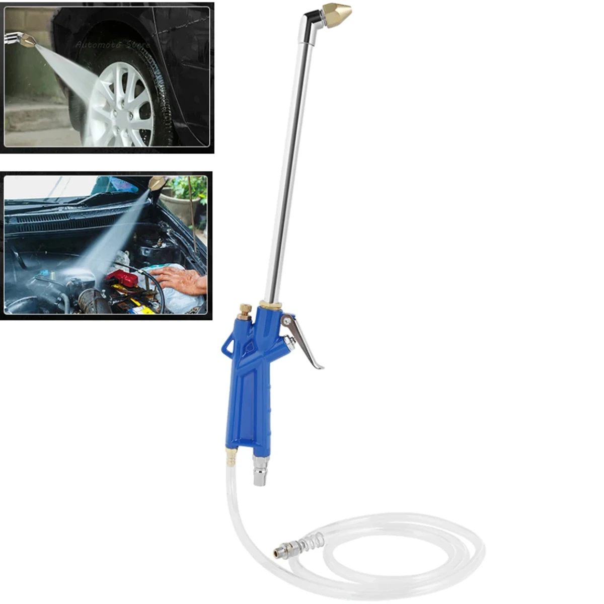 Pneumatic Water Cleaning Tool Car Cleaning Sprayer Tool Metal Auto Water Cleaner with 47.24Inch Hose Durable Vehicle Degreaser S