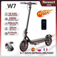 iScooter Electric Scooter W7 8.5Inch 36V 10.5Ah 650W Motor 25-35km Range 4-Speed Modes 35km/h double shock absorbers E Scooters