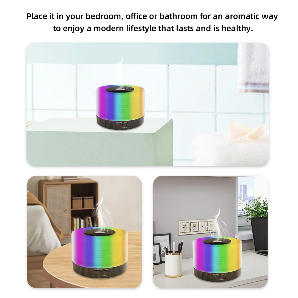 Ultrasonic Aromatherapy Diffuser 550ml 7-Color LED Wood Grain Cool Mist Humidifier for Essential Oils Home Use