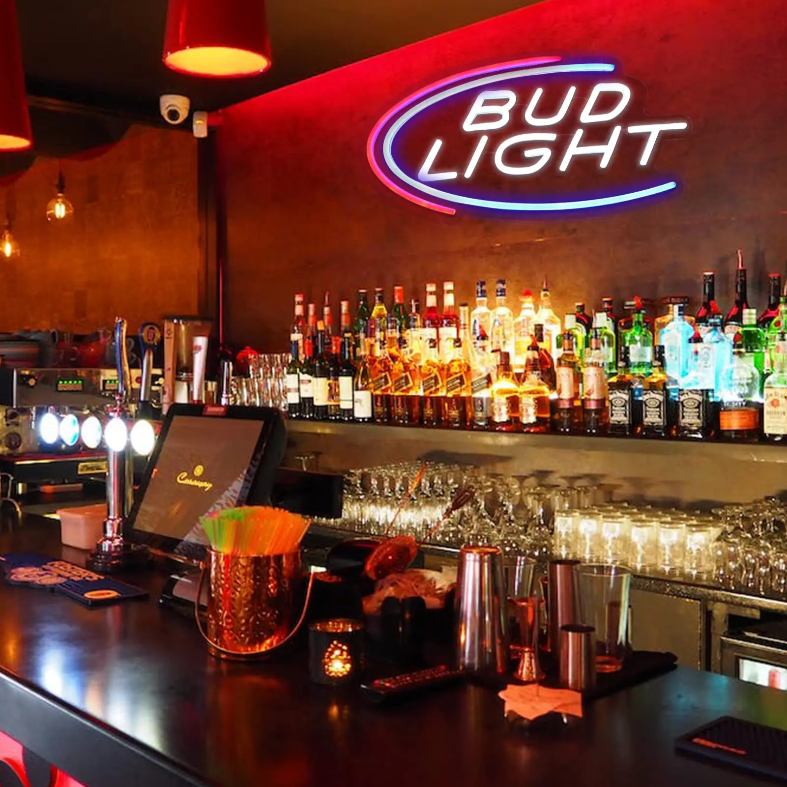 Bud Light ปากการูปหัวใจสำหรับเครื่องตกแต่งฝาผนังในผับบาร์คลับ,Handmade Led ไฟสำหรับบ้านบาร์และมนุษย์ถ้ำภาพตกแต่งผนังแสง