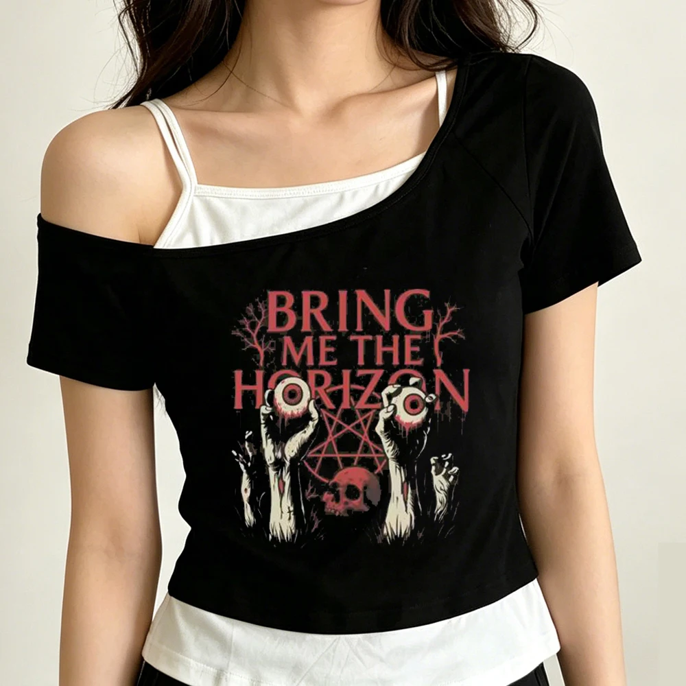 Bring Me the Horizon crop top female korean fashion party jojifuku t-shirt gothic alternative  harajuku funny clearance sales
